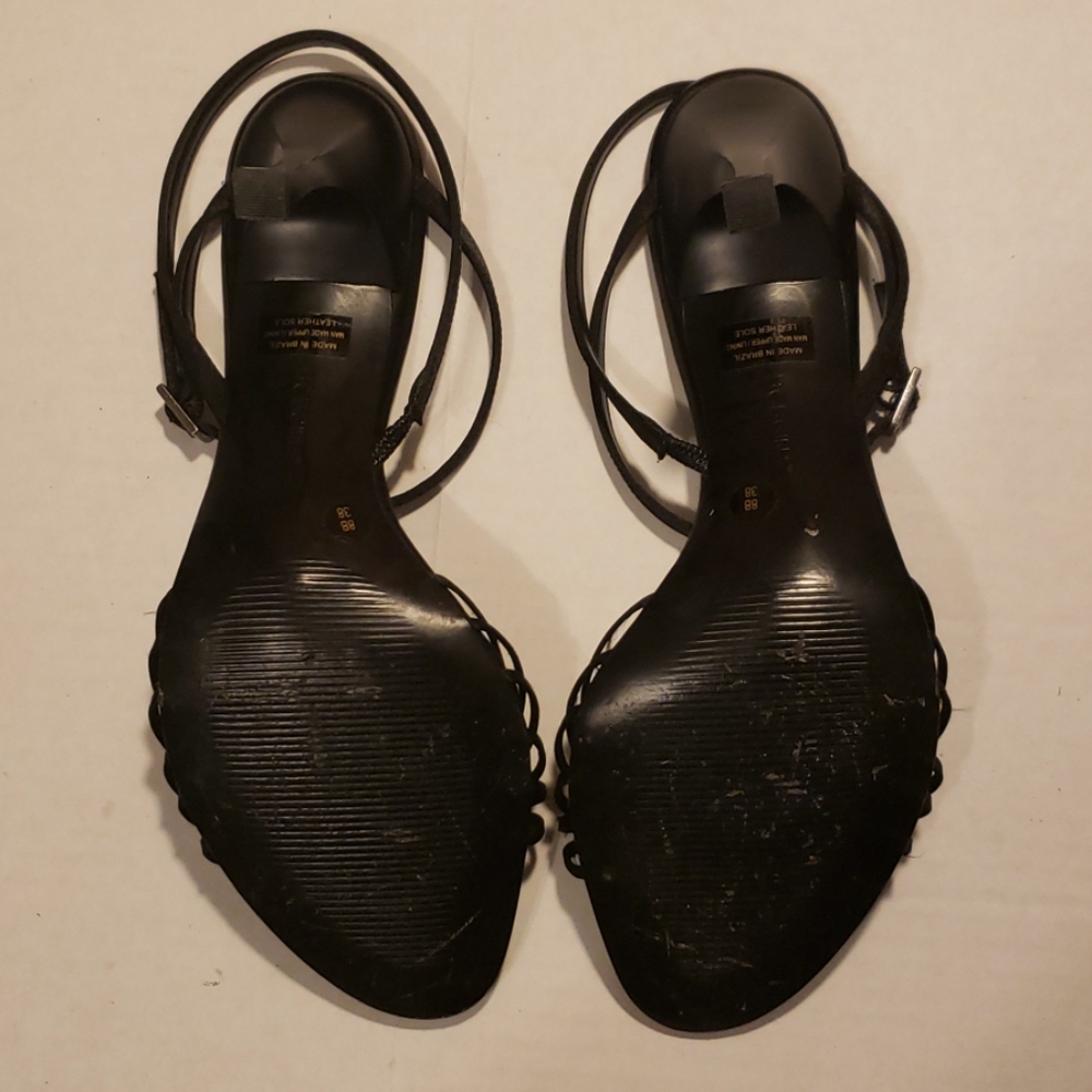 EUC - BCBGirls Sexy Black Satin Rhinestones Heels - Picture 4 of 8